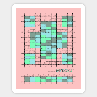 Mydoku_001_H001_006_F: Sudoku, Sudoku coloring, logic, logic puzzle, holiday puzzle, fun, away from screen Sticker